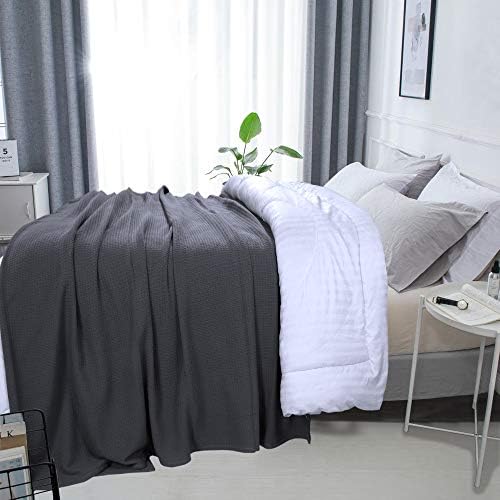 DOLLCENT 100% Cotton Queen Size Blanket for Bed, Premium Soft Combed Lightweight Blankets, Washed Breathable Cozy Bed Throw Blanket, Ivory Queen Cotton Blankets for All Season: Ivory (90"x90")