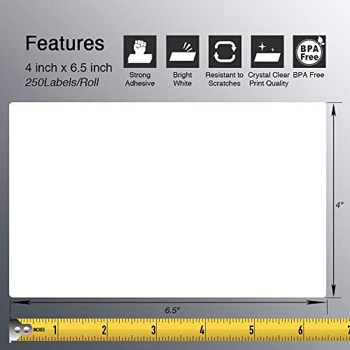 BETCKEY - 4" x 6.5" (102 mm x 165 mm) Large Shipping Labels & Multipurpose Compatible with Zebra & Rollo Label Printer,Premium Adhesive & Perforated [10 Rolls, 2500 Labels]