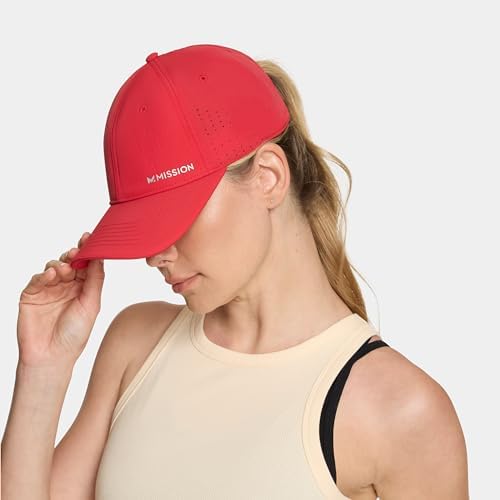 MISSION Cooling Vented Performance Hat Unisex Cap for Workouts, Golf & Running, Sweat & Water Activated Technology