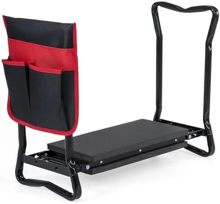 Goplus Garden Kneeler and Seat, Foldable Garden Bench for Kneeling & Sitting, Widened 8" EVA Soft Foam Pad