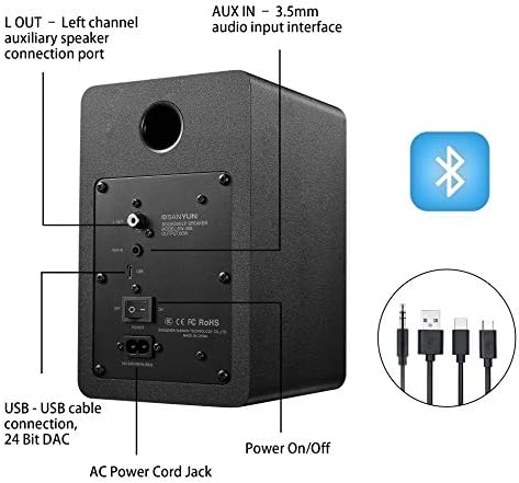 Sanyun SW208 3" Active Bluetooth 5.0 Bookshelf Speakers, Built-in 24bit DAC