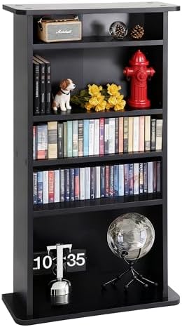 ZENY Multimedia Storage Cabinet DVD Rack Book Shelf Organizer Stand Audio Media Tower, 36" X 19" X 7" Black
