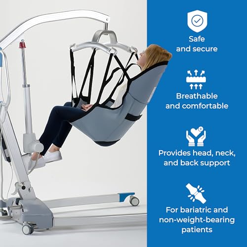 Patient Aid Padded U-Sling with Head Support for Hoyer Patient Lift Sling | Holds up to 225 lb | Soft Polyester Fabric | Head & Body Support | Lifting Straps for Safe Transfers of the Elderly Patients