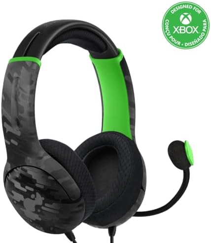 PDP Gaming AIRLITE Xbox Headset with Noise-Cancelling Microphone, Licensed Microsoft Series X|S, Xbox One Accessories, PC/Windows 10/11, Lightweight Wired Power Stereo headphones - Black