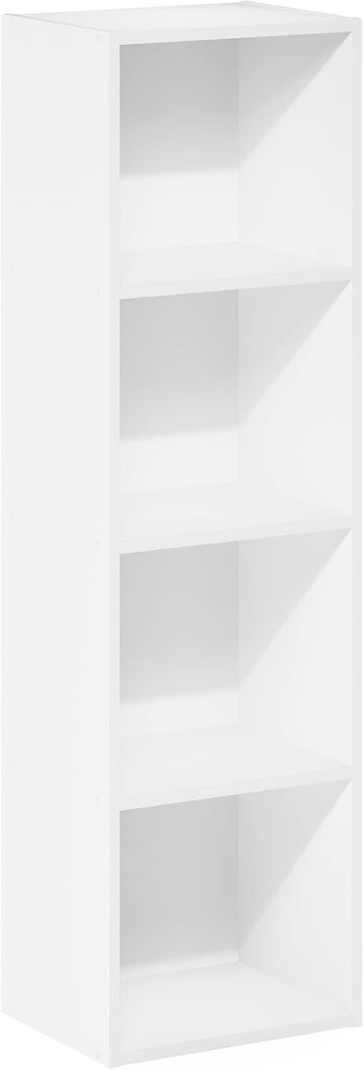 Furinno PASIR Book Shelf, 5-Tier Modern Bookshelf, Open Shelves Bookcase, 9 x 12 x 52, for Living Room, Bedroom, Home Office, Plain White