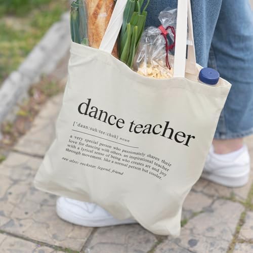 Dance Teacher Canvas Tote Bag - Dance Teacher Appreciation Gifts, Dance Bags for Dancers, Teacher ToteBags