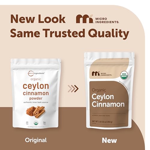 Micro Ingredients Organic Ceylon Cinnamon Powder, 2 lb Sri Lanka Source | True Cinnamon for Spice & Seasoning | Great for Baking, Cooking, & Drinks | Additive Free, Non-GMO