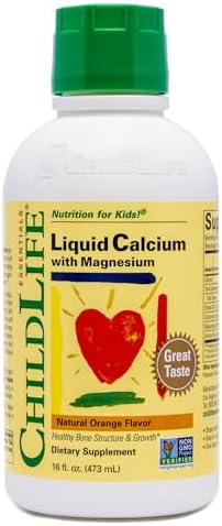 ChildLife Essentials Liquid Calcium Supplement for Kids, 16 fl Oz (4 Pack) | Baby & Toddler Calcium, Magnesium, Zinc, Vitamin D 3, Orange Flavor, Supplement, Liquid, Toddler Kids, Zinc Magnesium