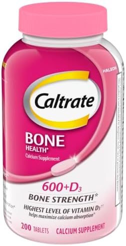 Caltrate 600 Plus D3 Vitamin D and Calcium Supplement Tablets, 200 Count | Highest Level of Vitamin D3