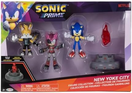 JAKKS Pacific Sonic Prime 2.5" Figure Multipack with Sonic, Tails Nine & The Prism Shard with Display Base!