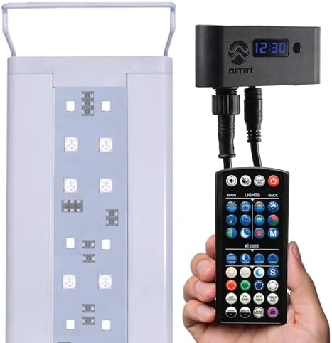 CURRENT USA 18-24" Inch White Full Spectrum Freshwater LED Aquarium Plant Light 10 15 20 25 Gallon | Satellite Plus RGB+ for Aquariums | Wireless 24