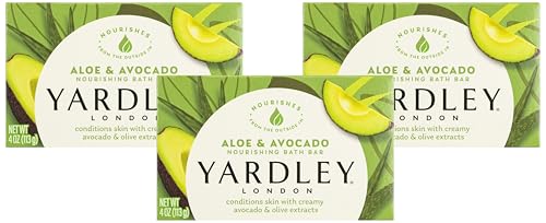 Yardley London Nourishing Bath Soap Bar Aloe & Avocado, Conditions Skin with Creamy Avocado & Olive Extracts, 4.0 oz Bath Bar, 1 Soap Bar