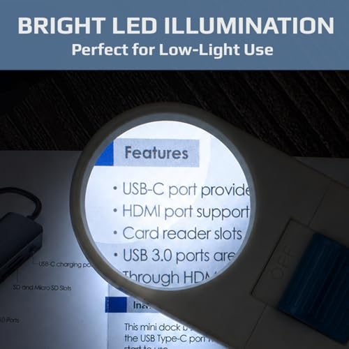 Carson Illuminated Hand Held 7x LED Lighted Aspheric Magnifier with 1.5'' Lens Diameter (SV-70),White (Pack of 1)