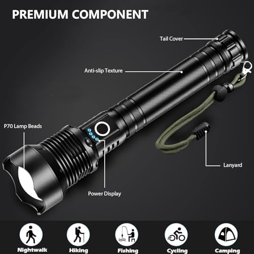 Lylting Rechargeable LED Flashlights High Lumens, 99, 000 Lumens Super Bright Flashlight with 5 Modes & Waterproof