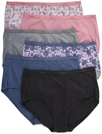 Hanes women's Hi-Cut Panties Pack, Lightweight Cotton Hi-Cuts, 6-Pack (Retired, Colors May Vary)