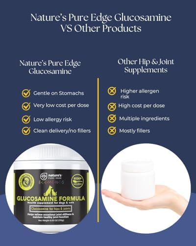 Nature's Pure Edge Original Extra Strength Glucosamine Dog and Cat Supplement Flavored with Real Chicken. Treats Painful and Damaged Joints. Large