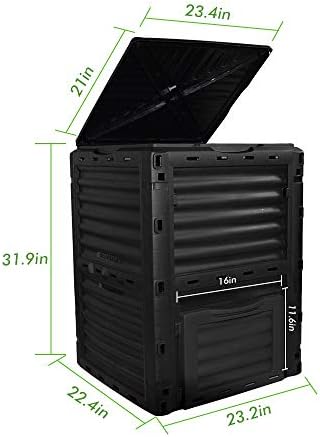 80 Gallon (300L) Large Capacity Static Compost Bin - Forest Green Outdoor Waste Composter with Easy-Access Hatch