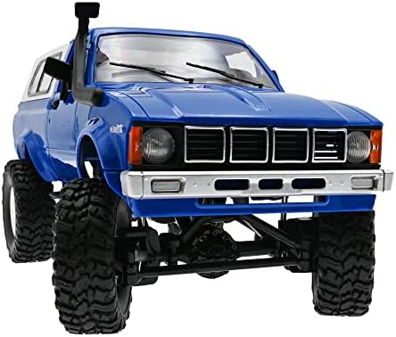 RC Rock Crawler WPL C24 RTR 1/16 Pickup Trucks Blue with LED Lights 2.4Ghz 4x4 Off-Road RC Semi Trucks All Terrain Car