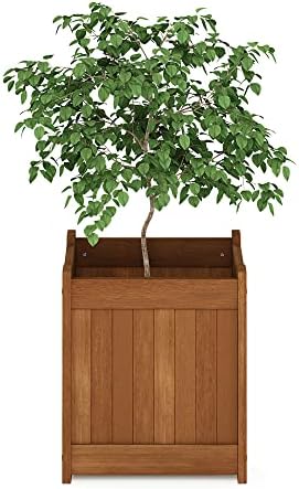 Furinno 2-FG16450 Tioman Hardwood Flower Box, Two-Pack, Natural | 15.4 x 15.4 x 17.7, Flower Box, Garden Box, in Teak Oil, Outdoor Indoor, Garden, Patio, Balcony