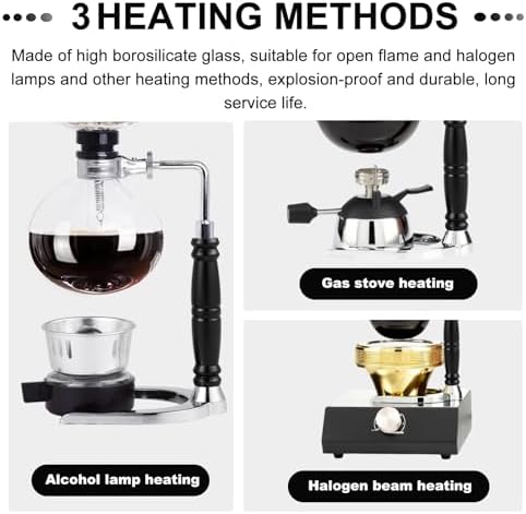 YUCHENGTECH Syphon Coffee Maker Tabletop Glass Siphon Pot Glass Technica Siphon Vacuum Coffee Maker(3 Cups(360ml))