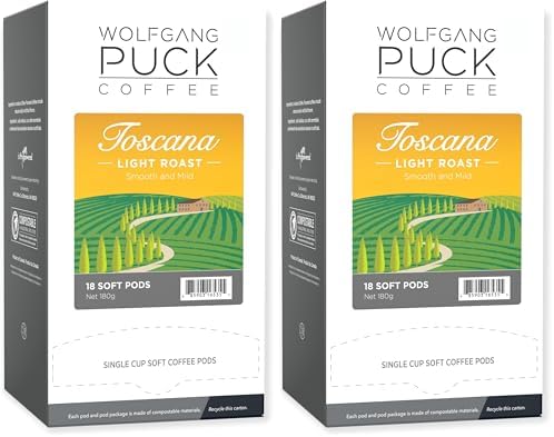 Wolfgang PuckCoffee, Caramel Cream, 9.5 Gram Soft Pods, 18 Count (Pack of 1)