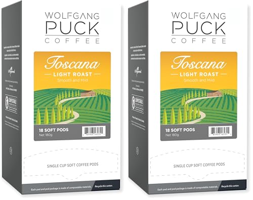 Wolfgang PuckCoffee, Caramel Cream, 9.5 Gram Soft Pods, 18 Count (Pack of 1)