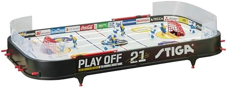 STIGA Table-Top Rod Hockey Game Play Off 21 – Classic Ice Hockey Action with Enhanced Features, Easy Assembly, Includes 2 Pucks – Fun for All Ages