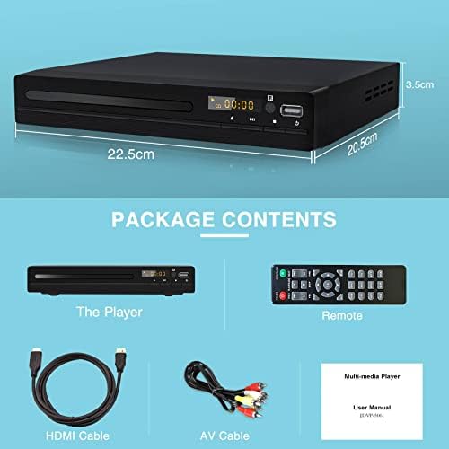 HD DVD Player, CD Players for Home, DVD Players for TV, HDMI and RCA Cable Included, Up-Convert to HD 1080p, All Region, Breakpoint Memory