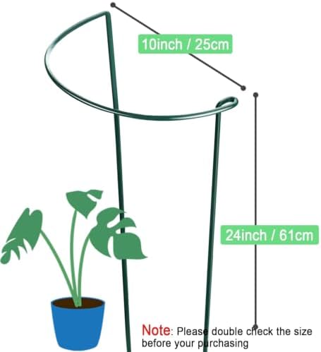 HiGift 8 Pack Plant Support Stakes, Half Round Metal Garden Plant Stake Indoor Peony Cages and Supports, Green Plant Support Ring Border for Tomato
