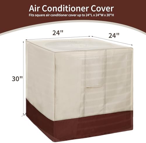 Air Conditioner Cover for Outside Units-Sturdy AC Cover, Water-Resistant, sturdy, with Mesh Vents and Elastic Hem Cord