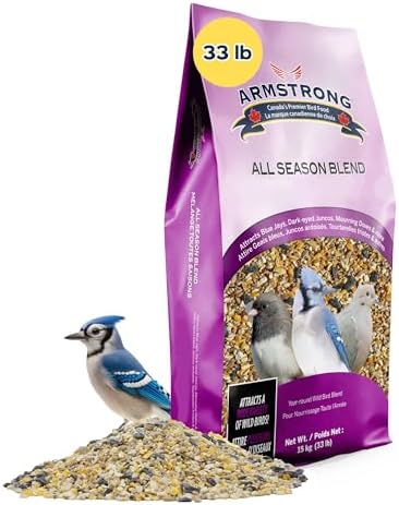 Armstrong Wild Bird Food All Season Bird Seed Blend, 40 Pounds - with Cut Corn, Wheat, White & Red Millet, Black Oil Sunflower Seeds for Blue Jays