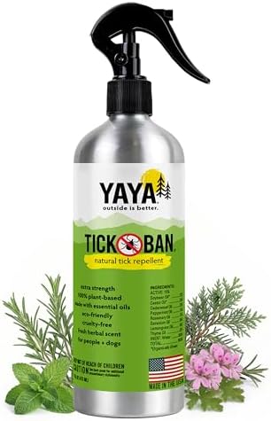 Yaya Organics All Natural Extra Strength Tick Repellent DEET Free - 4 Ounce Spray Bottle