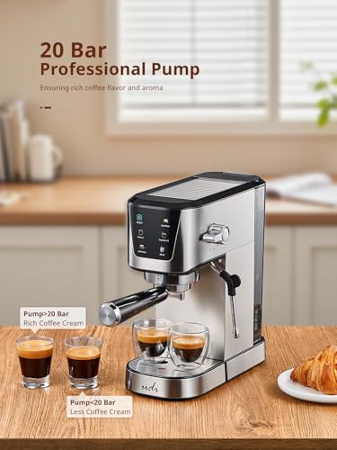 UDI Espresso Machines, 20 Bar Espresso Coffee machine | with LED Touch screen, for Lattes, Cappuccinos, Americano