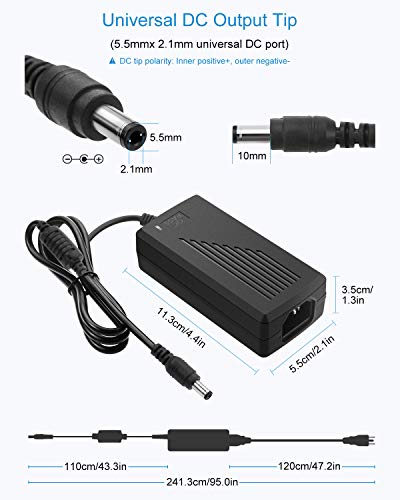 ALITOVE DC 12V 5A Power Supply Adapter Converter Transformer 60W AC 100-240V Input with 5.5x2.5mm DC Output Jack for 5050 3528 LED Strip Module Light