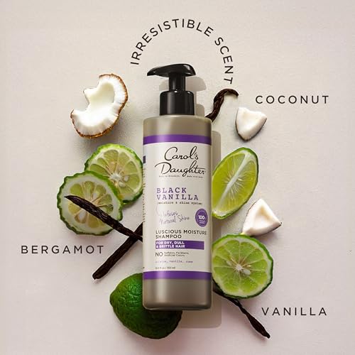 Carol's Daughter Black Vanilla Moisture Sulfate Free Shampoo for Curly, Wavy or Natural Hair, Moisturizing Hair Care for Dry, Damaged Hair, 12 Fl Oz