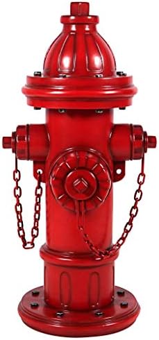 Design Toscano Dog's Second Best Friend Fire Hydrant Pee Post Indoor/Outdoor Statue, Medium 14 Inch Tall, Cast Stone Resin, Red Painted Finish