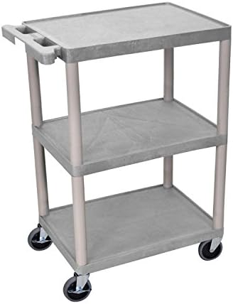 Luxor Multipurpose Storage Utility Cart 3 Shelves Structural Foam Plastic - Red