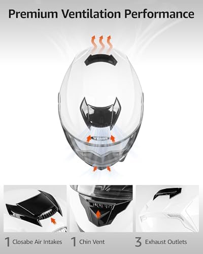 YEMA Modular Motorcycle Helmets, DOT Approved Full Face Motorcycle Helmet with with Flip Up Dual Visor for Men & Women - Street, Scooter, ATV, E-Bike
