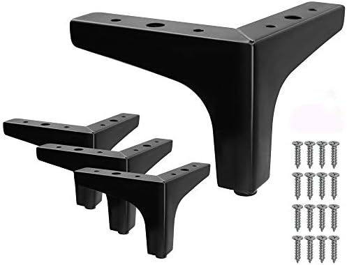 4 Pack 4 Inch Furniture Legs, Chrome Metal Polished Triangle Feet
