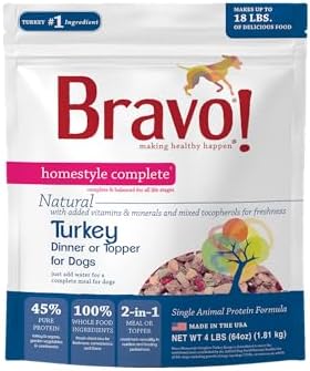 Bravo! Homestyle Complete Freeze Dried Raw Dog Food, Beef, 2 Pounds | Whole Food Ingredients, Rehydrate with Water for Up To 9 Pounds of Food, Use as Meal or Food Topper, Grain Free, Gluten Free