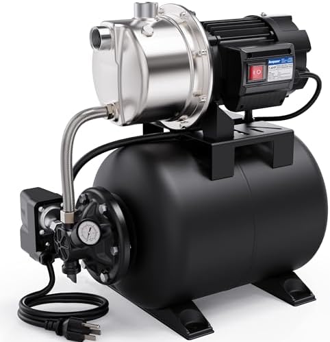 115V Shallow Well Garden Pump, Stainless Steel, Automatic Water Booster Jet Pump 1320 GPH, for Irrigation, Home, Garden, Lawn