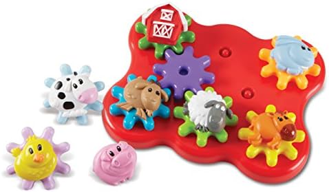 Learning Resources Barnyard Friends Build & Spin - Toddler Sensory Toys, Montessori Building Set, Preschool STEM, Busy Board Cogs and Gears for Kids