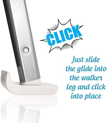 'Click & Go' Ski Glides for Stander EZ Fold-N-Go Travel Walker and Able Life Space Saver Walker (Gray)