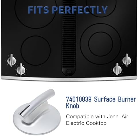 4Pcs WP74010839 Cooktop Burner Knob Replacement Part fit for Jenn-Air Stove/Range - Replaces 74010839, 7737P372-60, Not Universal