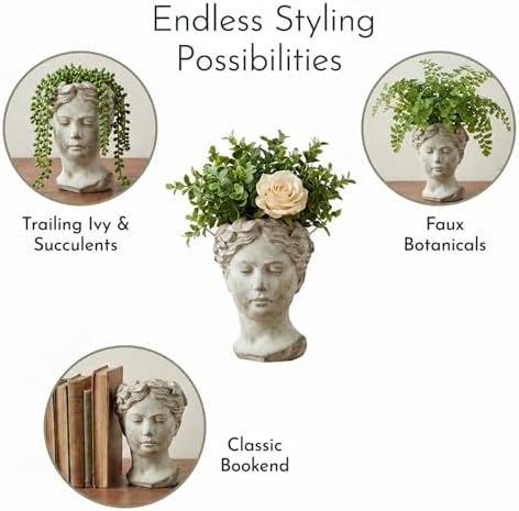 Greek/Roman Style Female Statue Head Cement Planter (Style 1)