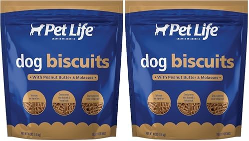 Pet Life Biscuits with Peanut Butter and Molasses Crunchy Dog Treats, 4lb