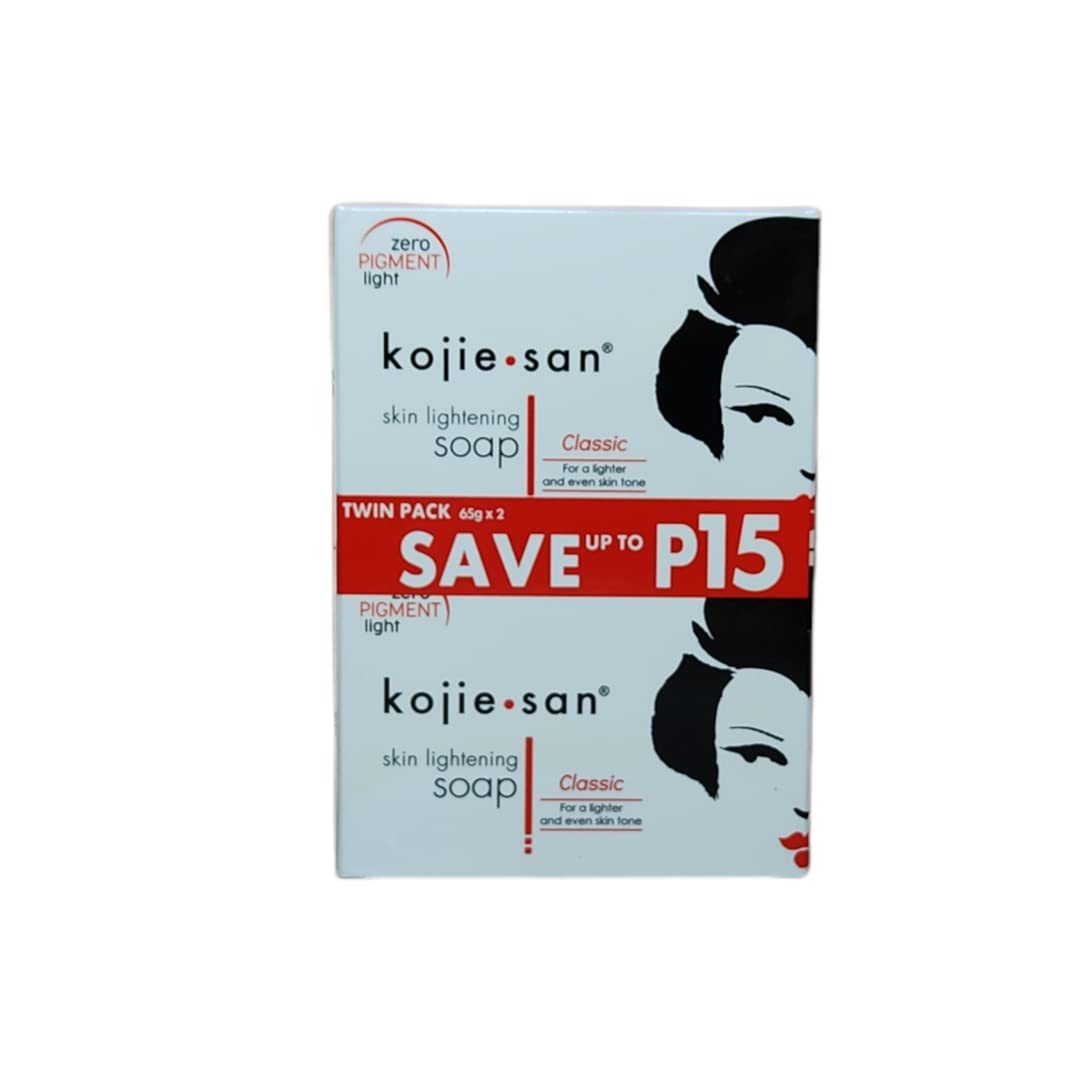 Kojie San Skin and Body Brightening Soap - Original Kojic Acid, Dark Spot Remover Bar Soap with Glycerin & Tea Tree Oil - 65g x 2 Bars
