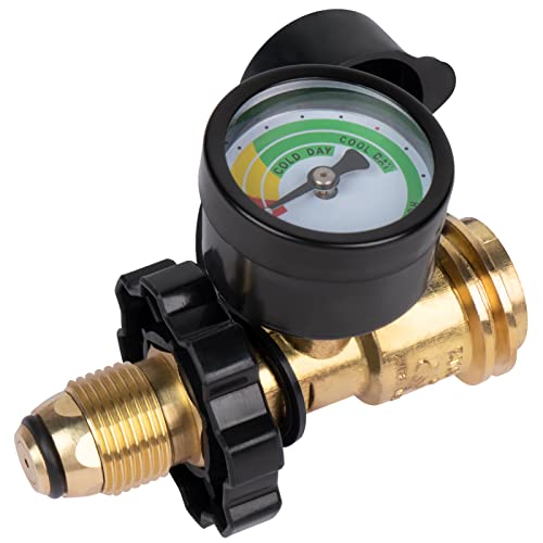 GASPRO Universal Propane Tank Gauge, Fits for 5-100lb Propane Tank Cylinder, Propane Adapter with POL Connection for RV, Camper, Gas Grill, Fire Pit