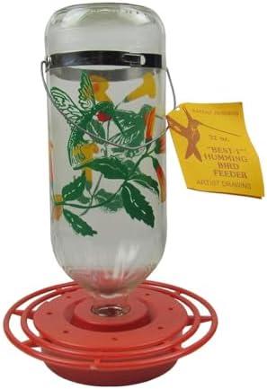 Original Best-1 Flowers Hummingbird Feeder 32 Ounce Glass Bottle, Plastic Base