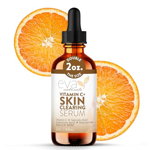 Eva Naturals Vitamin C Serum, Retinol, Niacinamide & Salicylic Acid, 1 oz | Hyaluronic acid, dark spots, brightening, dark spot remover & corrector, anti-aging